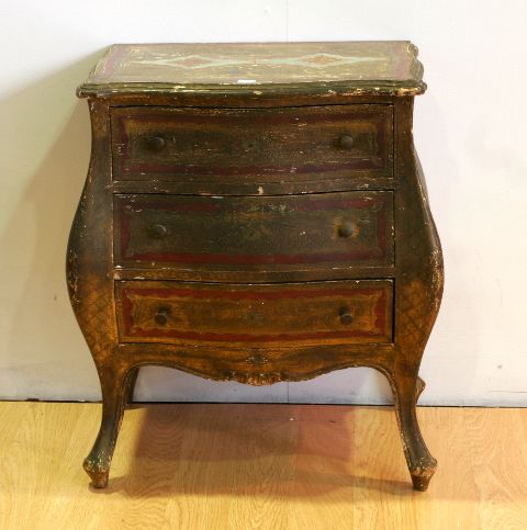 Appraisal: A Louis XV style bedside bombe commode painted in the