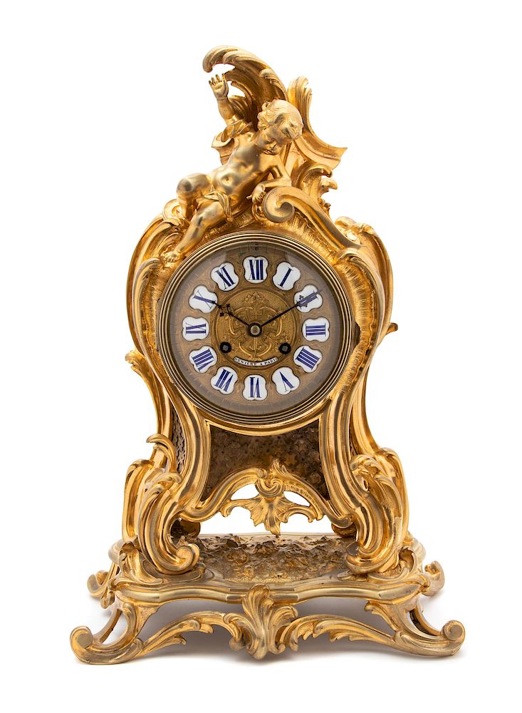 Appraisal: A Louis XV Style Gilt Bronze Shelf Clock Height x