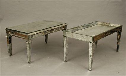 Appraisal: Two Mirrored Glass Low Tables