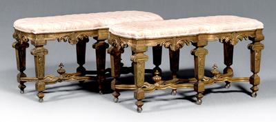 Appraisal: Pair Louis XIV style window benches each with quilted upholstered