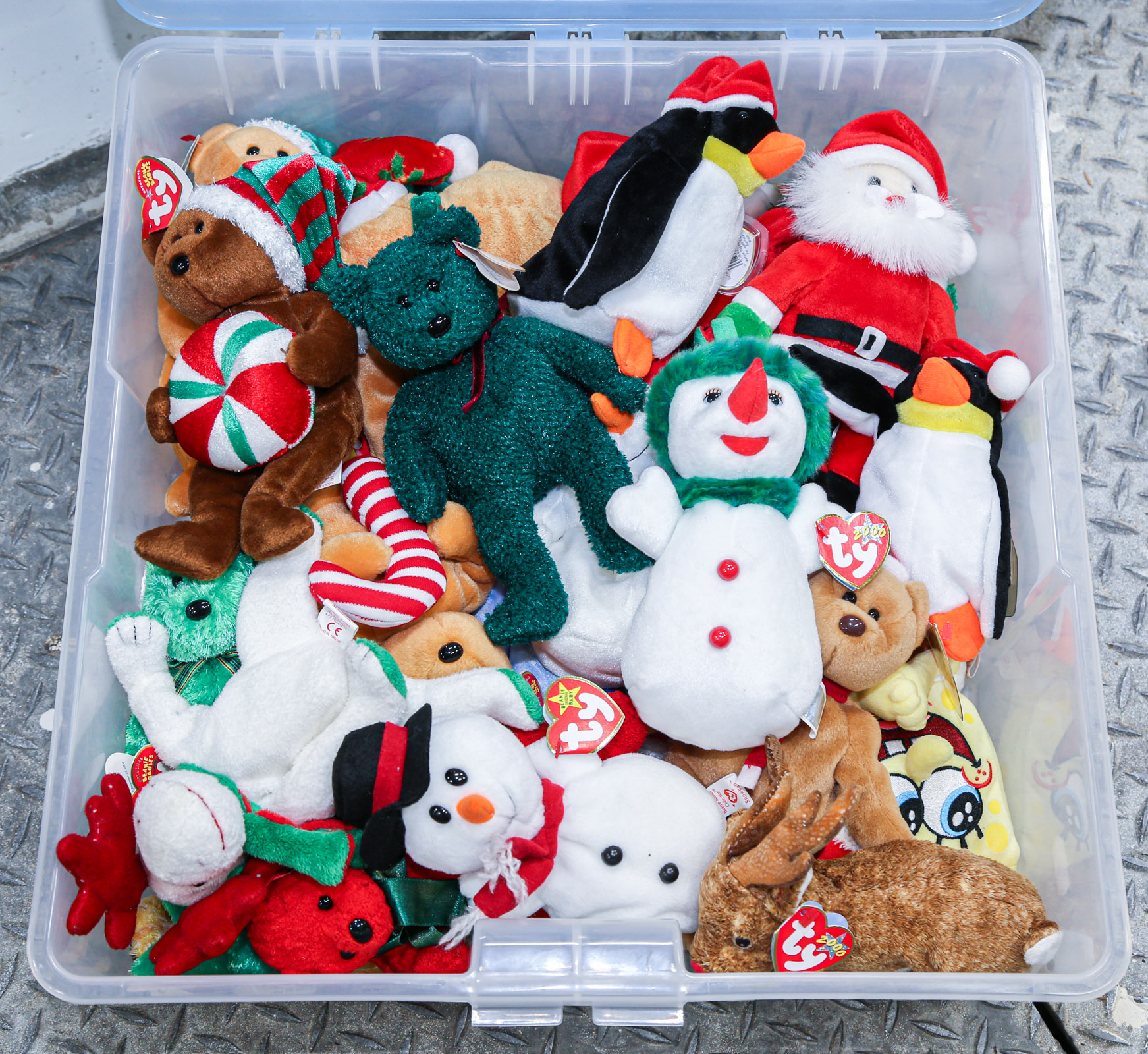 Appraisal: BIN OF HOLIDAY BEANIE BABIES All with tags some with