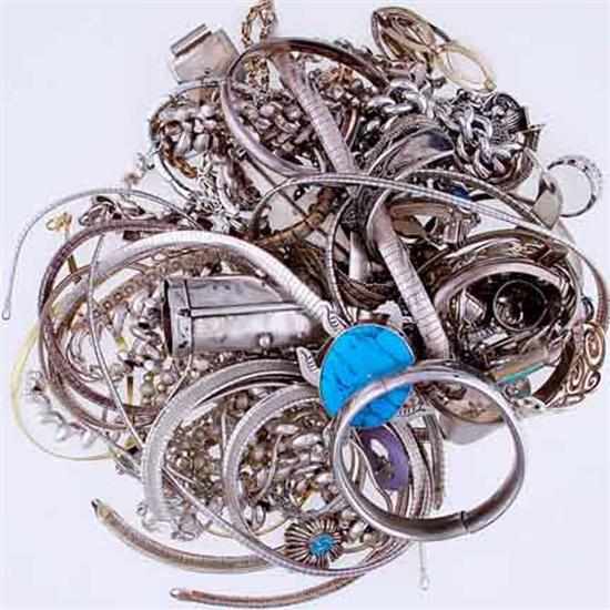 Appraisal: Collection of silver and sterling necklaces bracelets earrings rings and