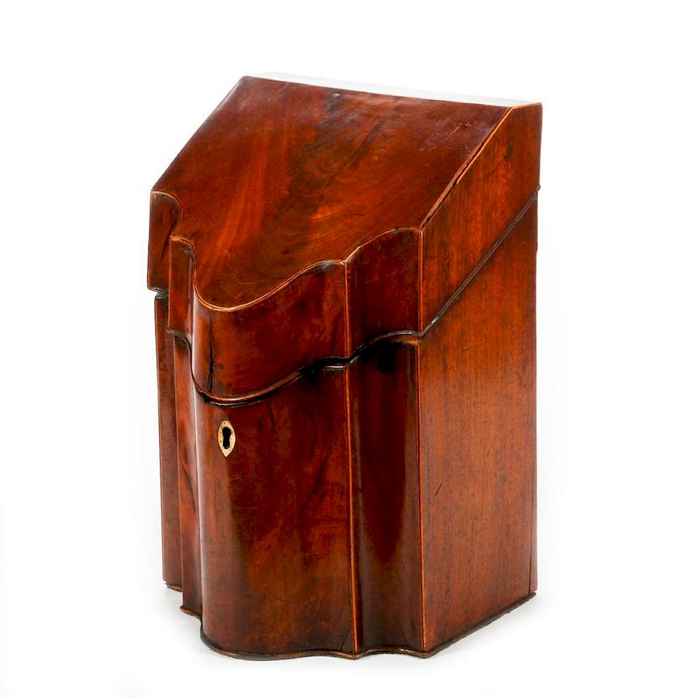 Appraisal: Late th century knife box A late th century burl