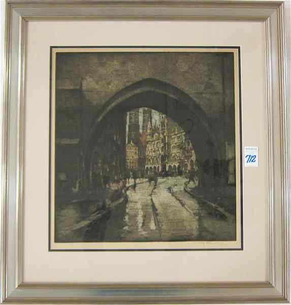 Appraisal: LUIGI KASIMIR LARGE ORIGINAL ETCHING AND AQUATINT Austria - titled