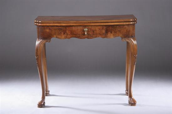 Appraisal: ENGLISH QUEEN ANNE-STYLE WALNUT CARD TABLE Early th century Opens