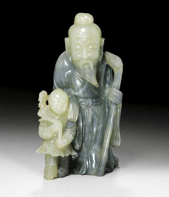 Appraisal: IMMORTAL WITH A BOY China th century H cm Grey