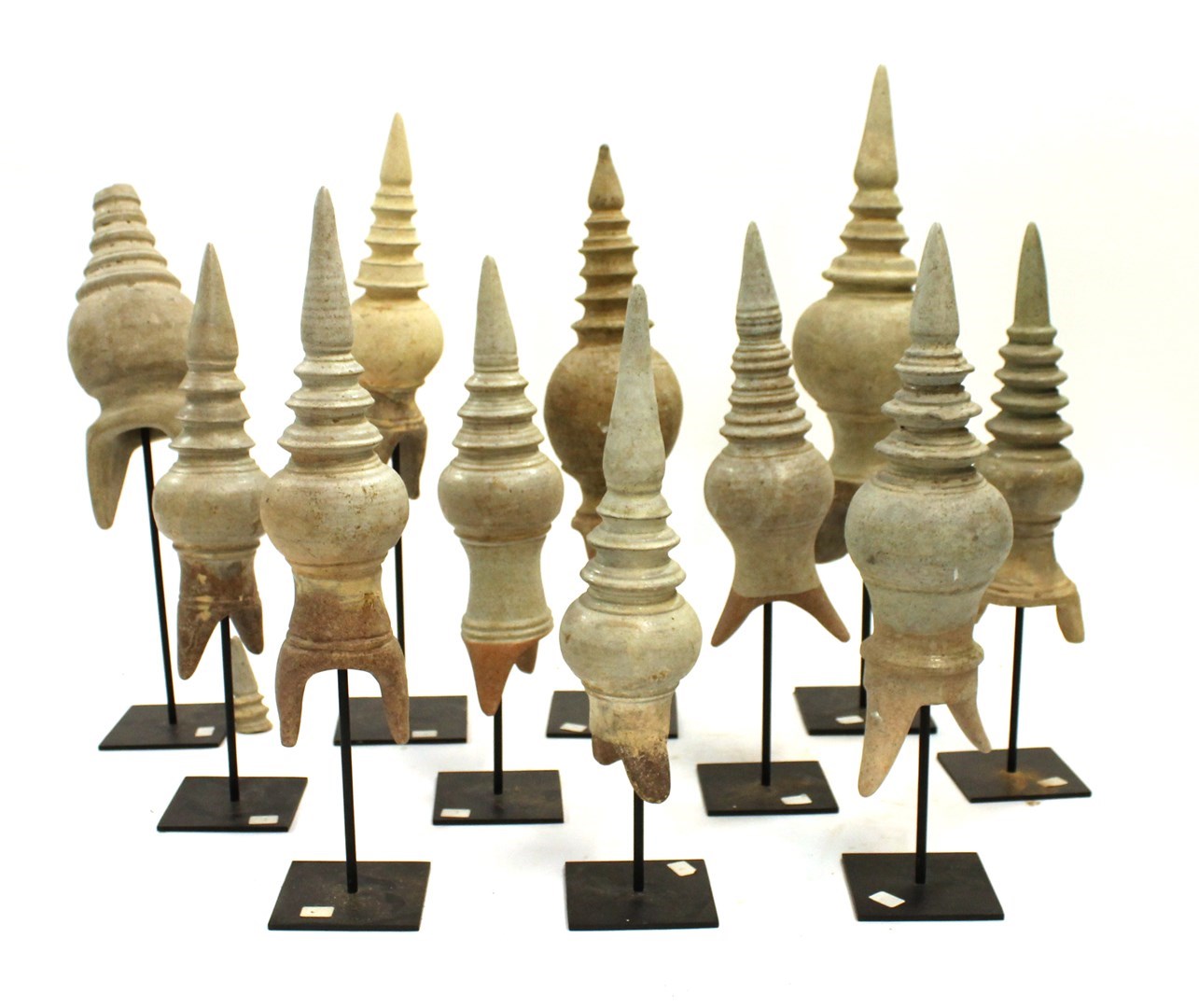 Appraisal: Eleven Sawankholok pottery roof finials possibly th century the tallest