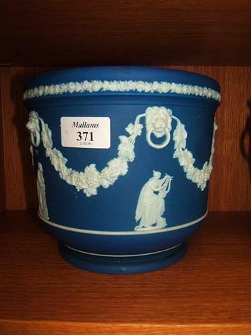 Appraisal: A Wedgwood Jasperware cache-po decorated with classical maidens and swags