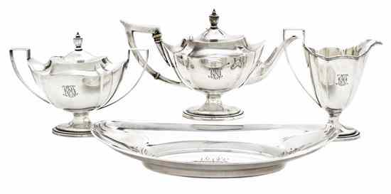 Appraisal: An American Sterling Silver Tea Service Gorham in the Plymouth