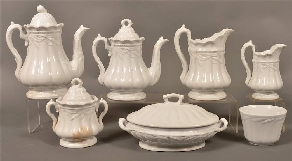 Appraisal: Pcs of Wheat Pattern White Ironstone China Seven Pieces of