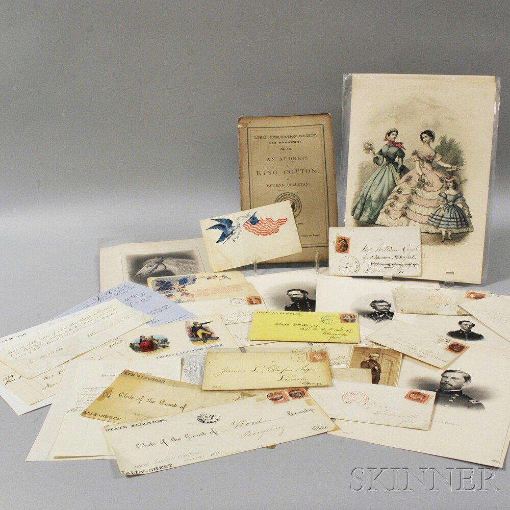 Appraisal: Small Collection of Civil War and Military Ephemera including stamped