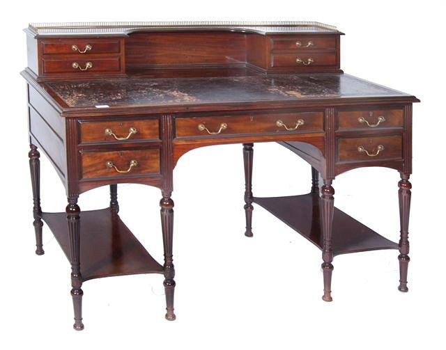 Appraisal: An Edwardian mahogany ladies writing desk the raised back with