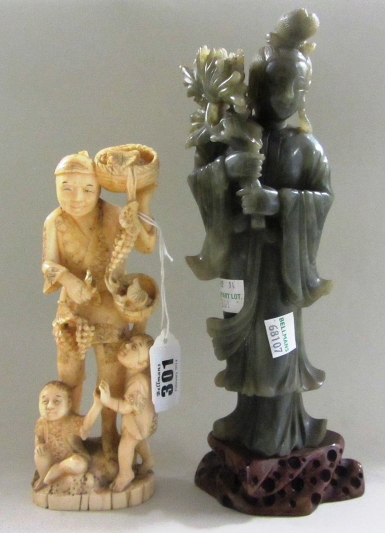 Appraisal: A Japanese marine ivory okimono Meiji period carved as a