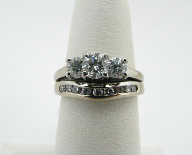 Appraisal: K White Gold and platinum wedding set with ct diamond