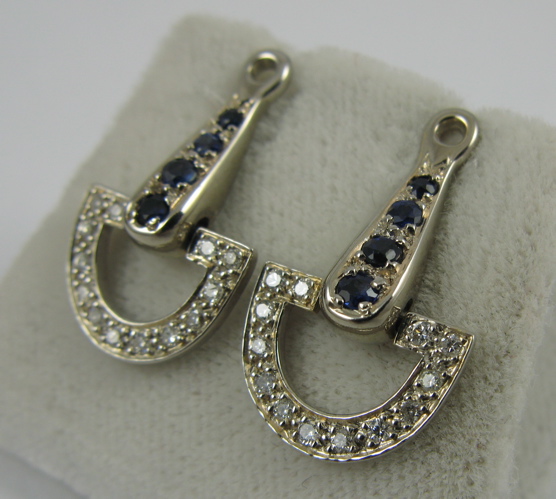 Appraisal: PAIR OF SAPPHIRE DIAMOND AND K GOLD EARRINGS both white