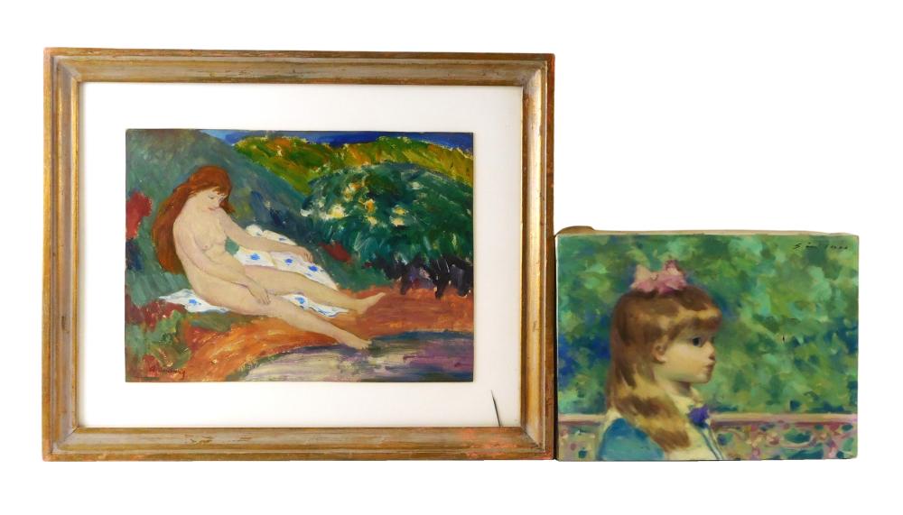 Appraisal: Two impressionistic style portraits one of a young girl with