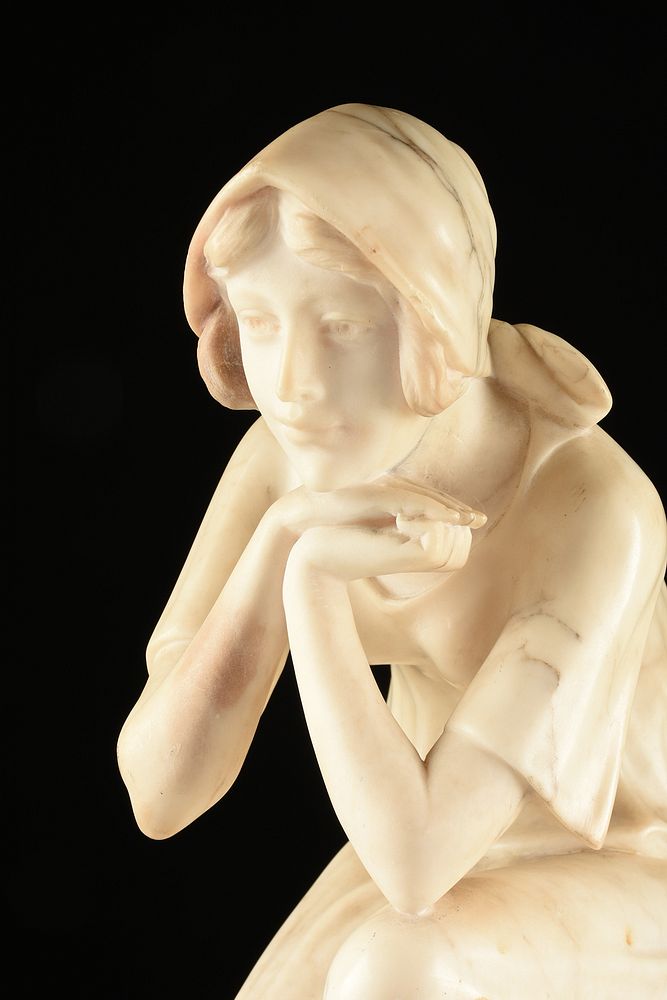 Appraisal: ITALIAN SCHOOL A MARBLE SCULPTURE The Daydreaming Young Girl LATE