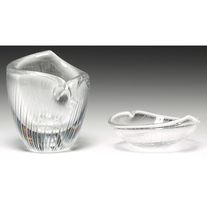 Appraisal: Tapio Wirkkala vase organic shape in clear glass with incised