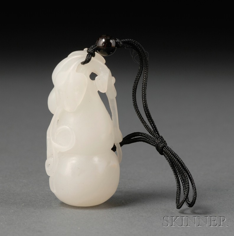 Appraisal: Jade Carving white stone carved as a double gourd with