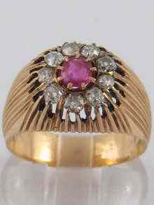 Appraisal: A yellow metal tests carat gold Russian diamond and ruby