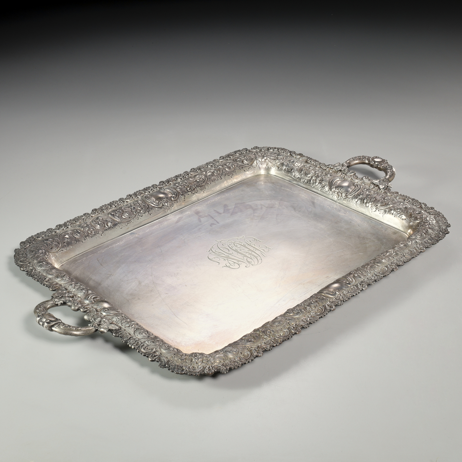 Appraisal: HAMILTON DIESINGER REPOUSSE STERLING SILVER TRAY Late th c Philadelphia