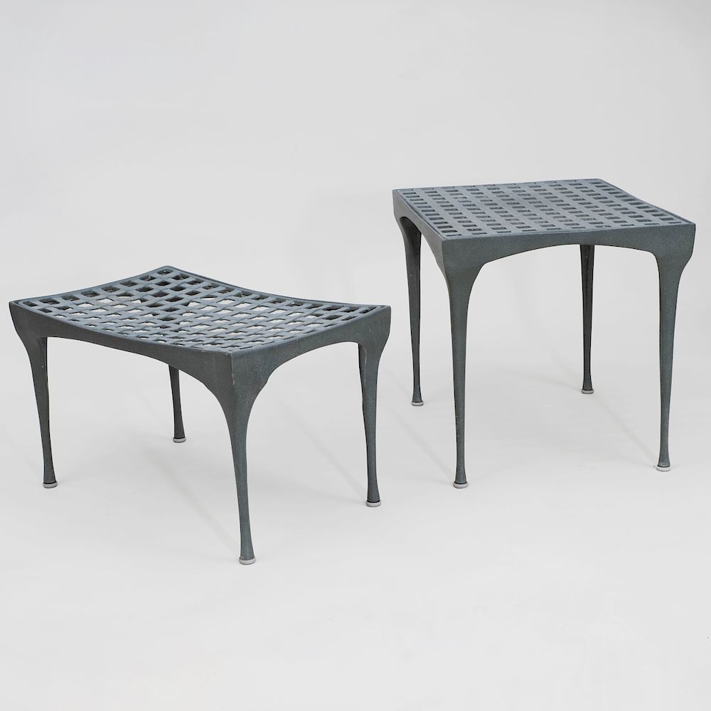 Appraisal: Two Dan Johnson Coated Metal 'Gazelle' Side Tables The larger