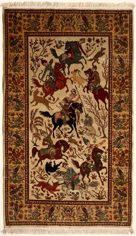 Appraisal: A Persian Kashan woolen hunting rug Mid- th Century with