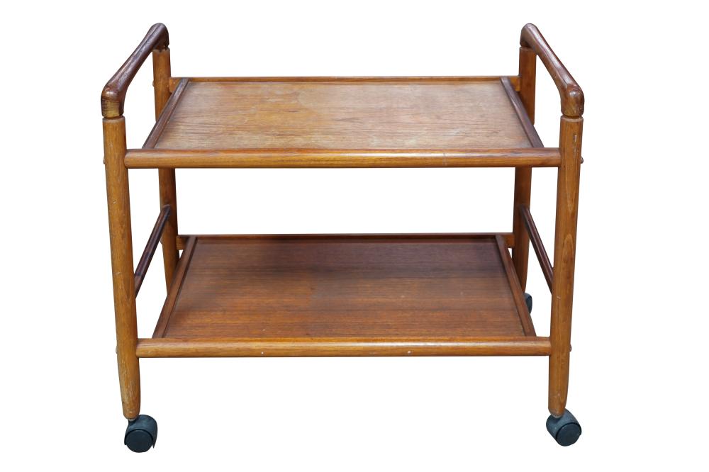 Appraisal: DANISH MODERN TEAK DRINKS CARTraised on casters Condition top with