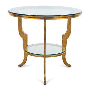 Appraisal: A Contemporary Gilt Metal and Glass Center Table Late th