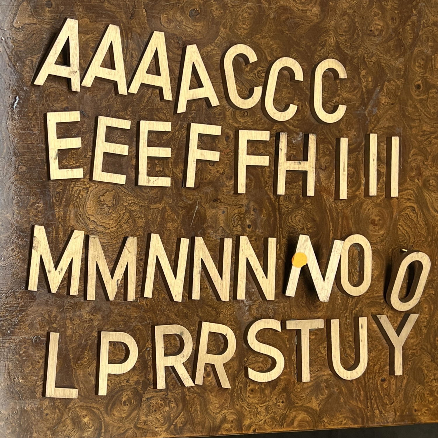 Appraisal: Vintage brass mid century wall letters with pieces to affix