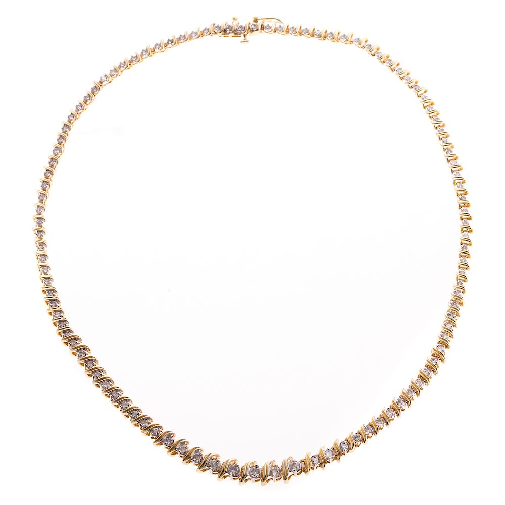 Appraisal: A Ladies Diamond Tennis Necklace in K K yellow gold