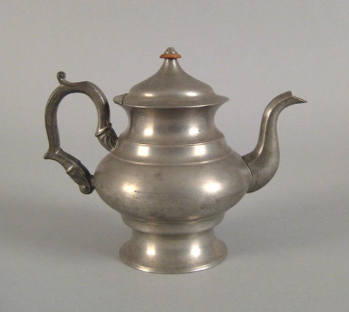 Appraisal: New York pewter teapot ca impressed Boardman N York with