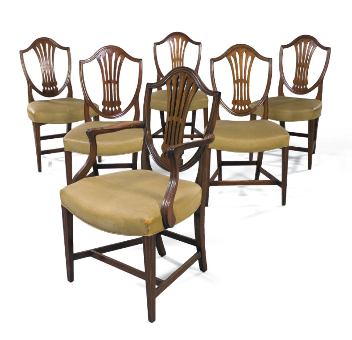 Appraisal: SET OF TWELVE HEPPLEWHITE STYLE MAHOGANY SHIELD BACK DINING CHAIRS