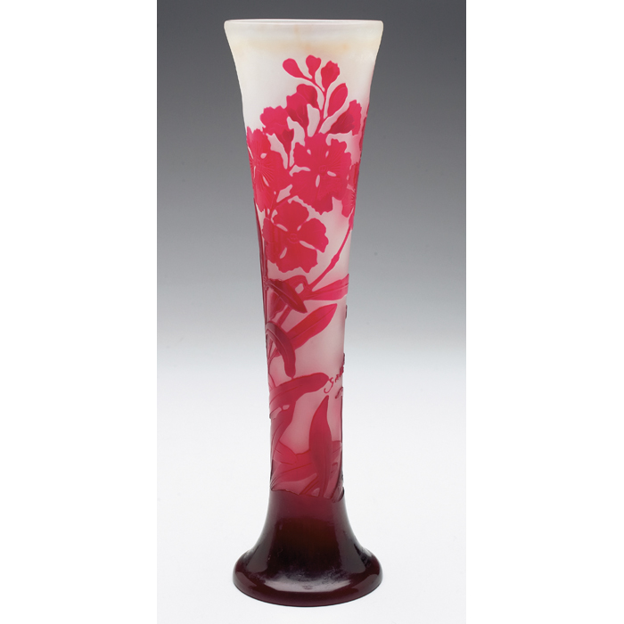 Appraisal: Nice Galle vase graceful flaring shape boldly decorated with cameo