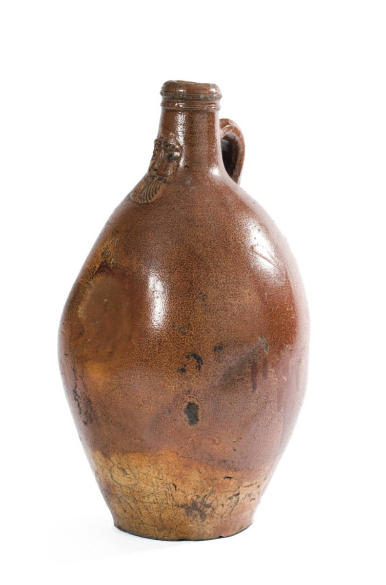 Appraisal: FRECHEN BROWN-GLAZED STONEWARE BELLARMINE JUG SEVENTEENTH CENTURY Of ovoid form