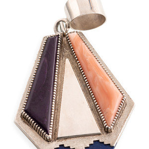 Appraisal: Gibson Nez Jicarilla Apache-Din - Silver Pendant with Coral Sugilite