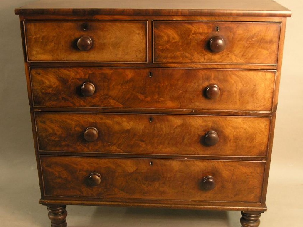 Appraisal: A Victorian mahogany chest two short and three long lined