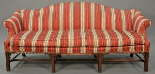 Appraisal: Margolis mahogany Chippendale style sofa having carved frame and corner