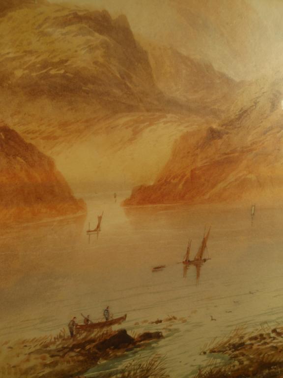 Appraisal: H Jewell A loch scene with fishing boats and mountainous