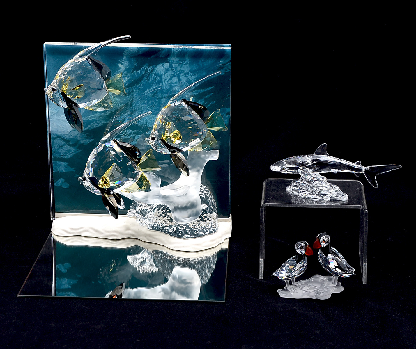 Appraisal: PC SWAROVSKI TROPICAL FISH SHARK PUFFIN Wonders of the Sea