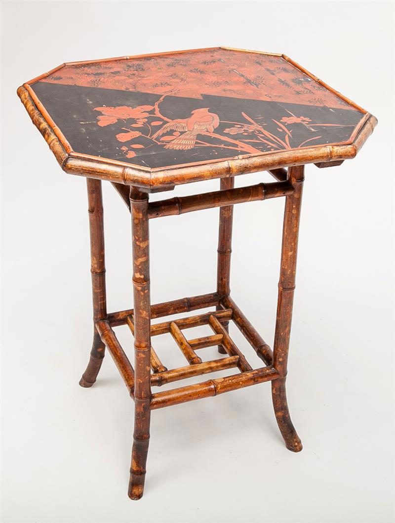 Appraisal: Japanese Lacquer and Bamboo Side Table x x in Estimate