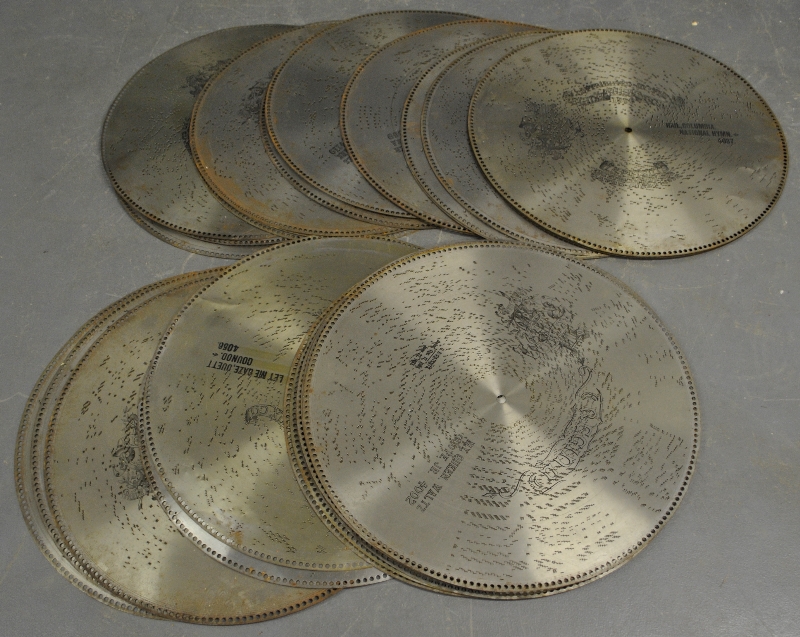 Appraisal: - Grouping of thirty large Regina music box discs all