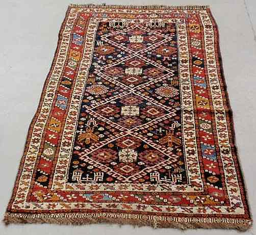 Appraisal: Colorful Persian oriental center hall carpet red border blue field