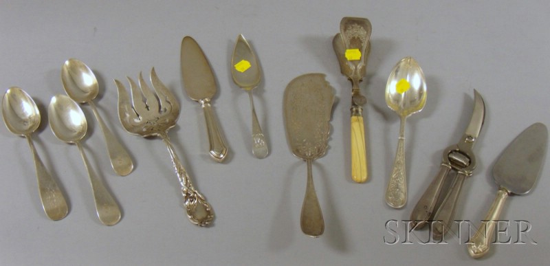 Appraisal: Eleven Sterling and Silver Plated Silver Flatware Items including a