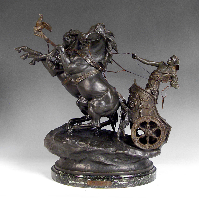 Appraisal: CHAR DE LA VICTOIRE SCULPTURE French spelter cast of charioteer