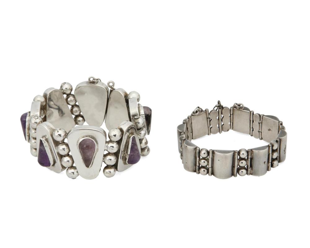 Appraisal: Two Antonio Pineda silver and amethyst bracelets Antonio Pineda -