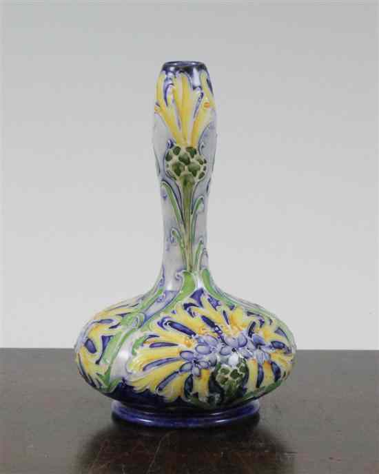 Appraisal: A Moorcroft Macintyre Cornflower pattern Florianware bottle vase c decorated