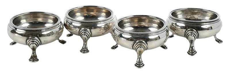 Appraisal: Set of Four George III English Silver Salts London round