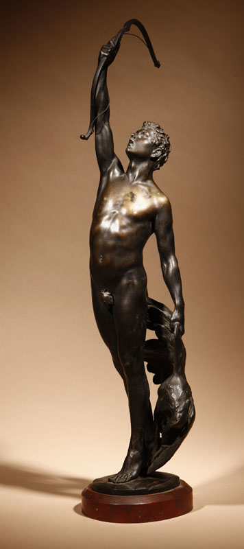 Appraisal: After Joseph Uphues patinated bronze male nude 'The Victorious Archer'