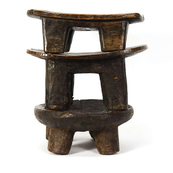 Appraisal: Three African wood stools in the Senufo style Ivory Coast